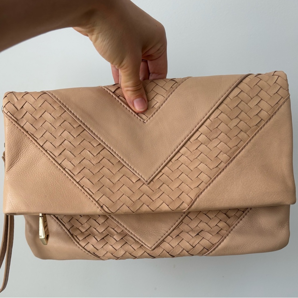 Calf hide leather Woven Clutch